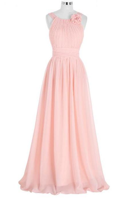 Scoop Neck Pink Bridesmaid Dresses, Charming Floor Length Bridesmaid Dresses, Wedding Party dresses,Formal Gowns,Prom Dresses,Evening Gowns
