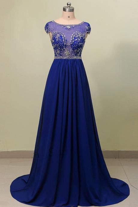 Classy Royal Blue Floor Length Evening Dress Royal Blue Bridesmaid Dress Y4705 main image 1