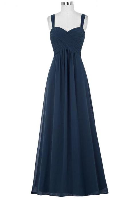 Spaghetti Straps Navy Blue Bridesmaid Dress,floor Length A Line Navy Blue Bridesmaid Dresses,elegant Long Prom Dresses Party Evening Gown