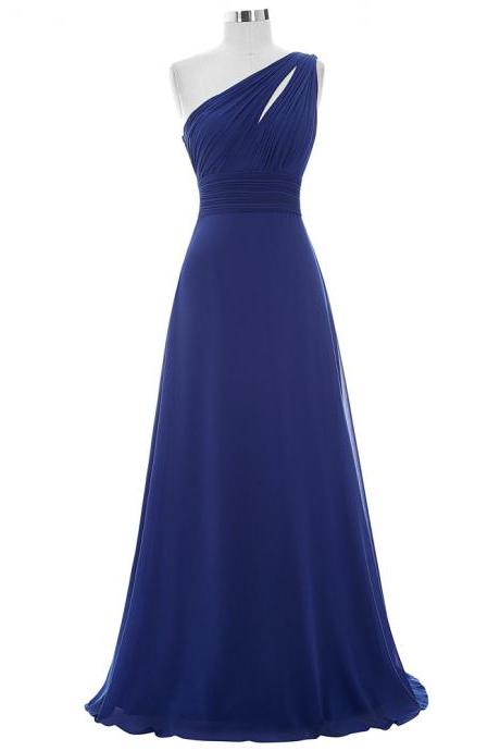 One Shoulder Royal Blue Bridesmaid Dress,floor Length A Line Royal Blue Bridesmaid Dresses,elegant Long Prom Dresses Party Evening Gown