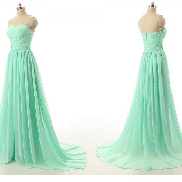 Mint Green Long Chiffon Party Dresses,long Elegant Prom Dresses on Luulla