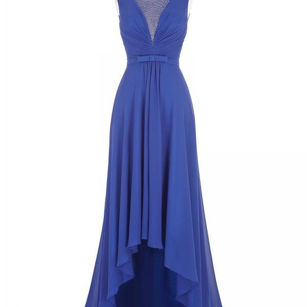 beaded bodice plunge chiffon gown