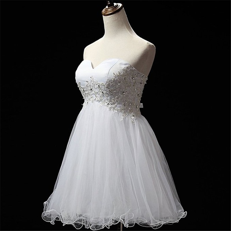 White Short Prom Dress Short Prom Gowns Organza Short Prom Dress Strapless Homecoming Dresses