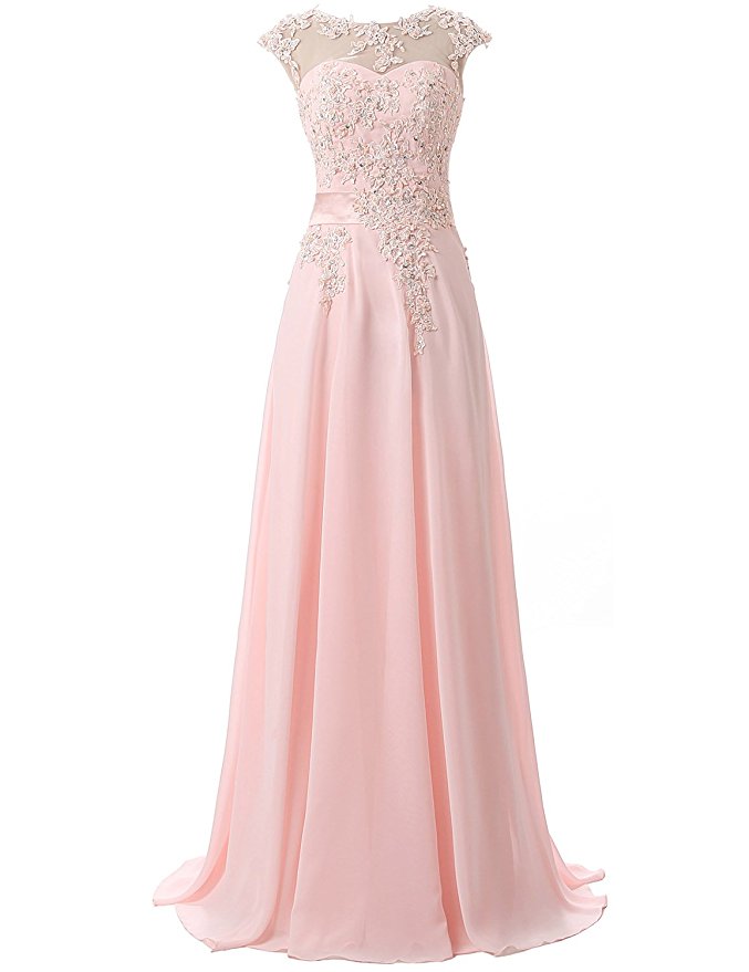 Simple long pink prom dress, pink bridesmaid dress,DS2102 main image 1