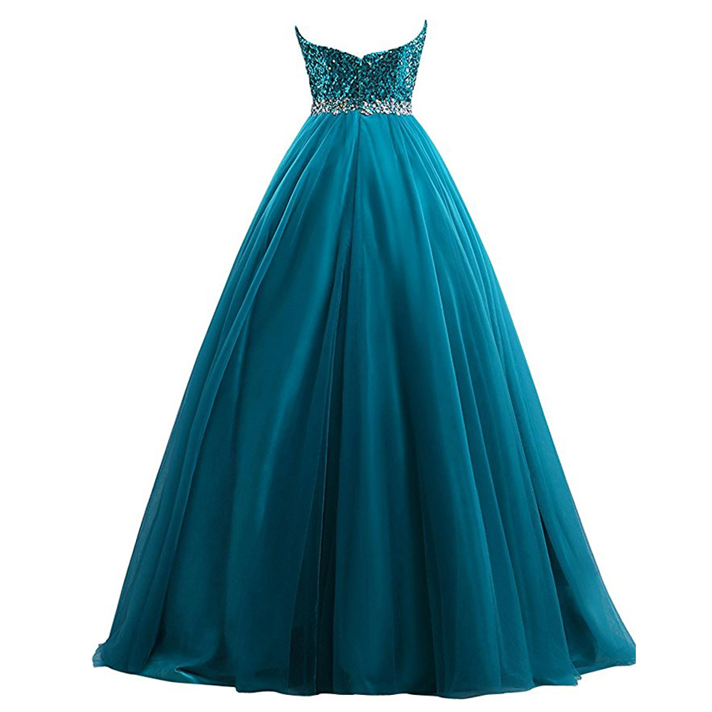 Teal Green Ball Gown Evening Dresses Sweetheart Long Elegant Prom Dress ...
