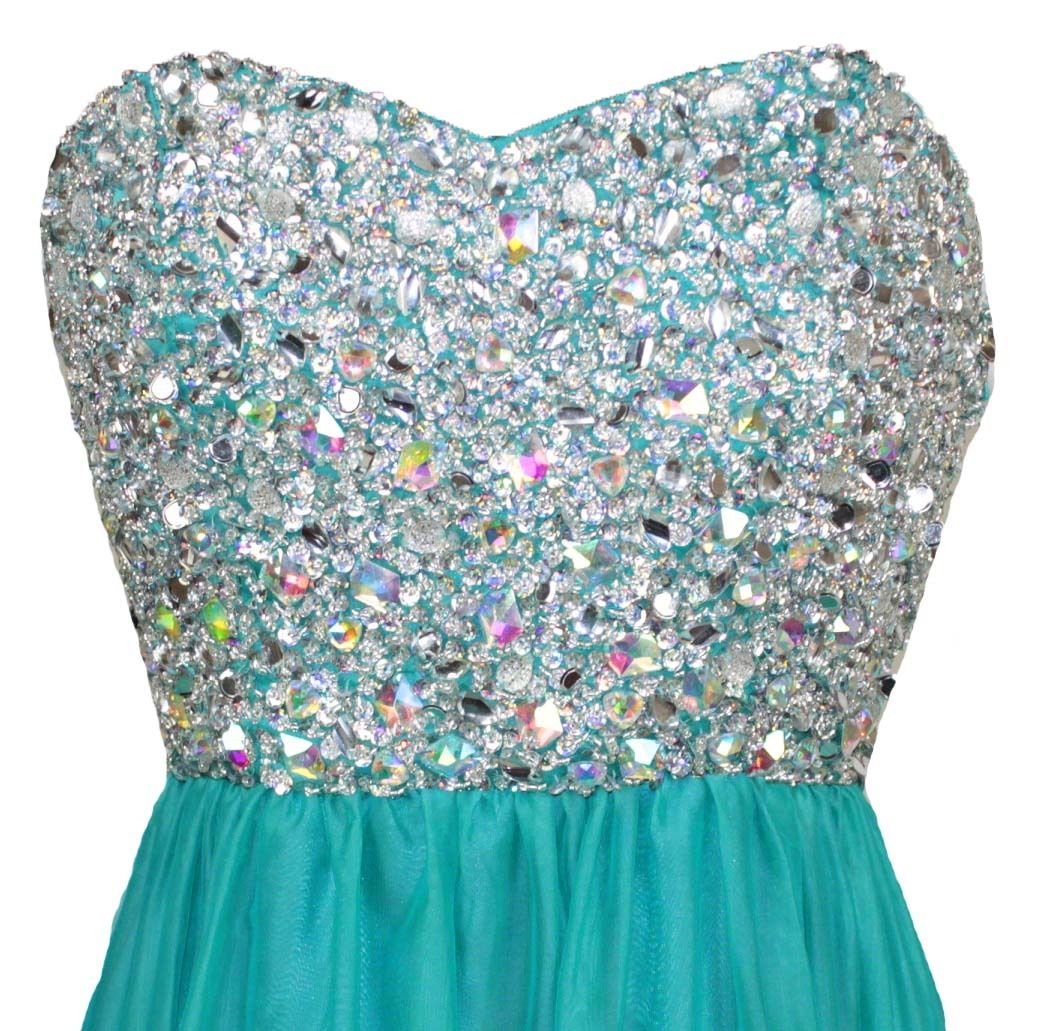 Long Teal A-line Beaded Prom Dresses Featuring Beaded Sweetheart Neck ...