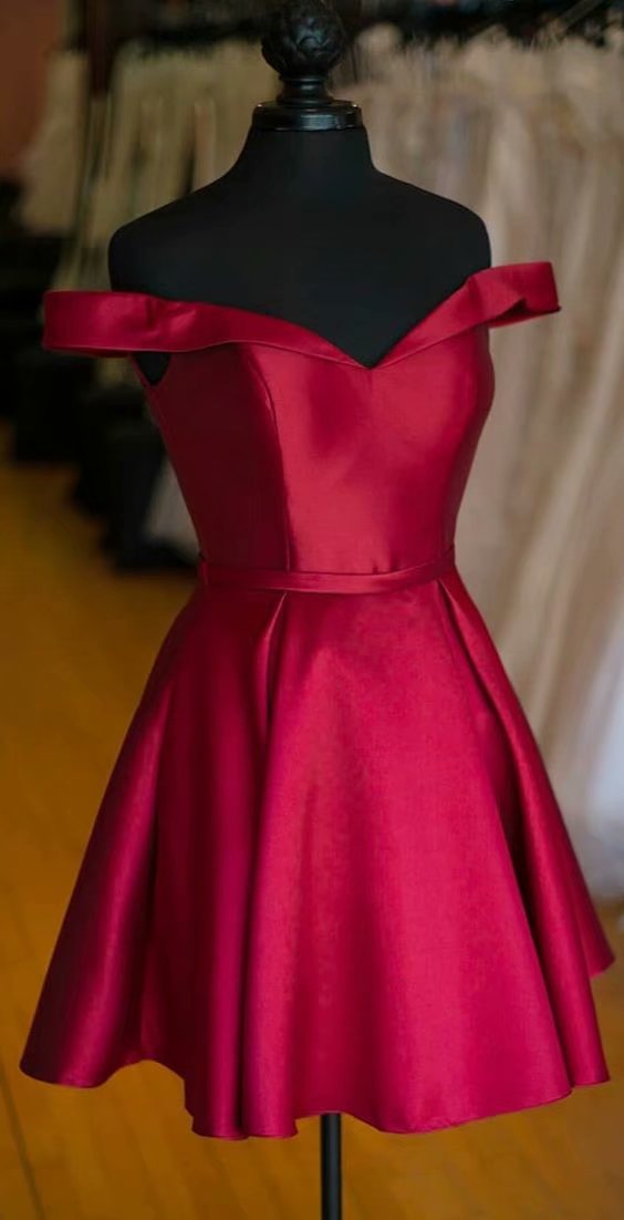 Charming Burgundy Satin Homecoming Dresses Mini Women Party Dresses on ...