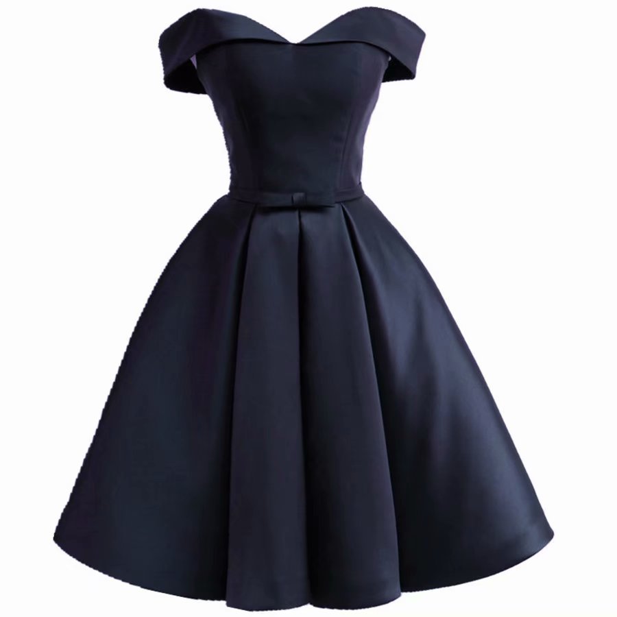 Short Prom Dresses 2018 Strapless Vintage Navy Blue Dress For ...
