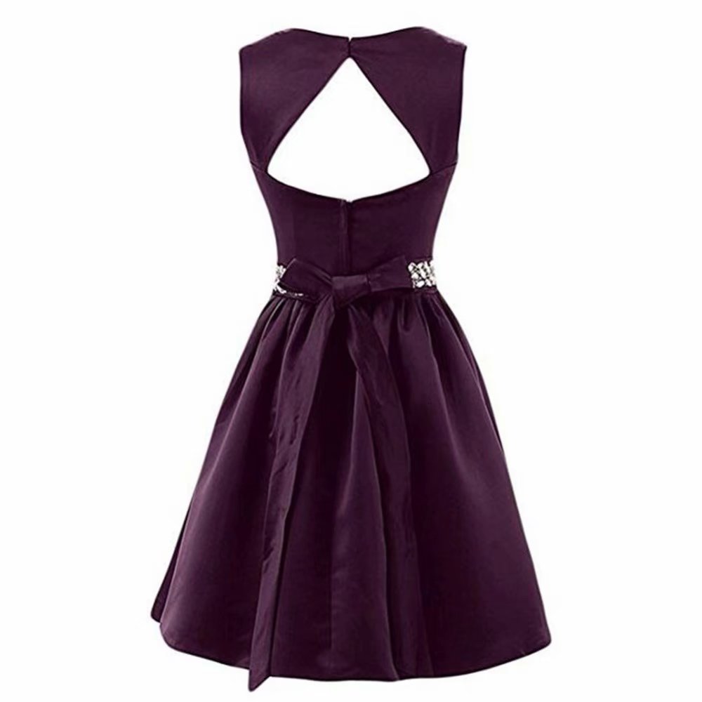 A Line Dress Purple Prom Dresses V Neck Sleeveless Zipper