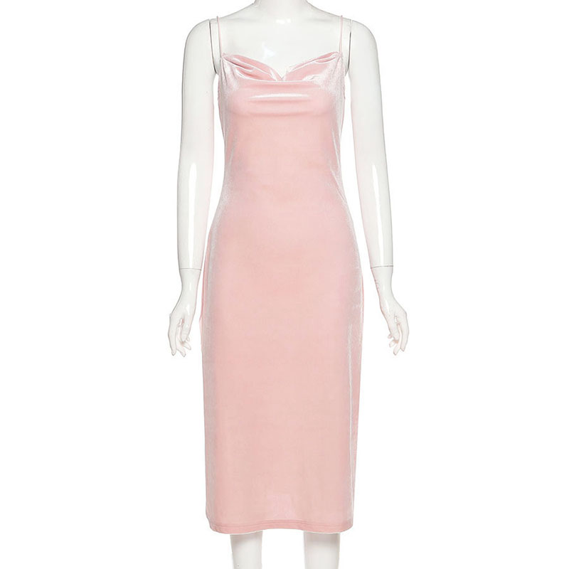 Slim sparkling slit suspender dress
