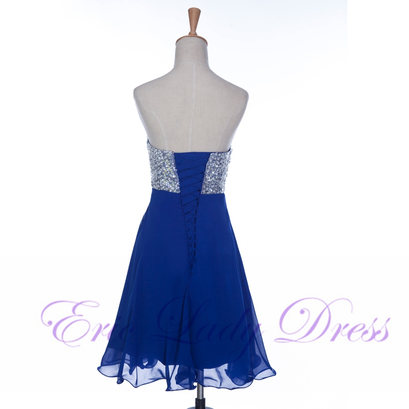 Royal Blue Graduation Cocktail Dresses Crystal Short Evening Dresses