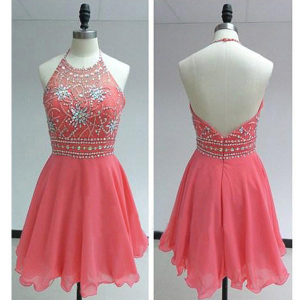 Short Prom Dress, Short Prom Gowns,Watermelon Red Prom Dress ...