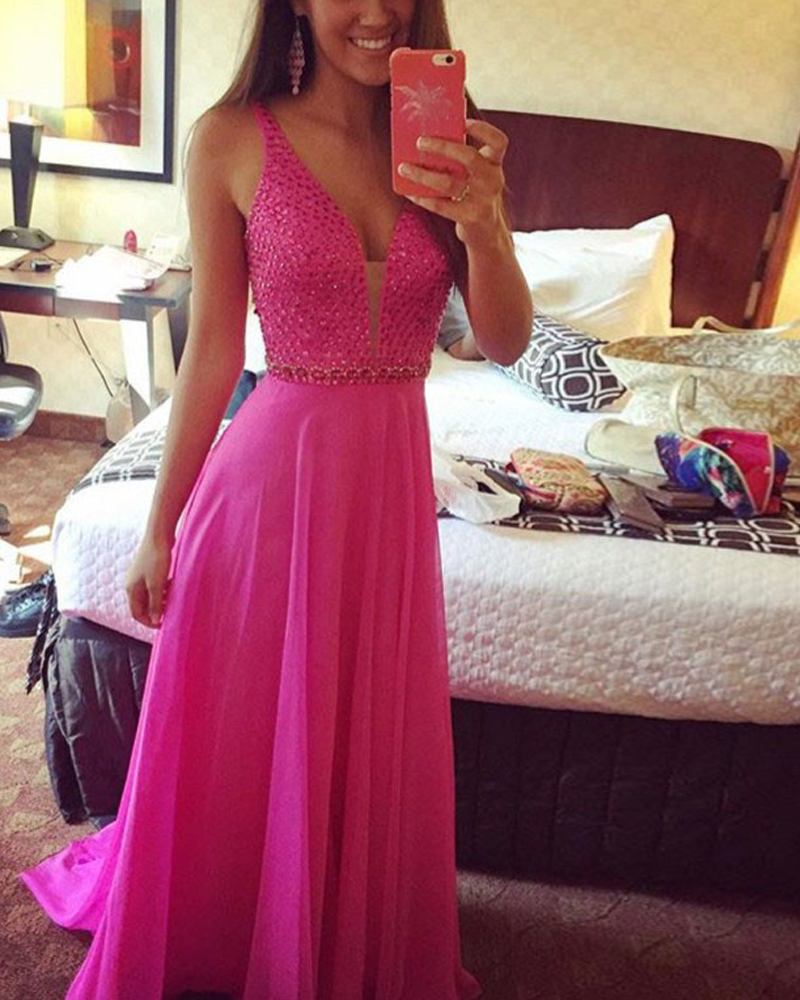 fuschia prom dress