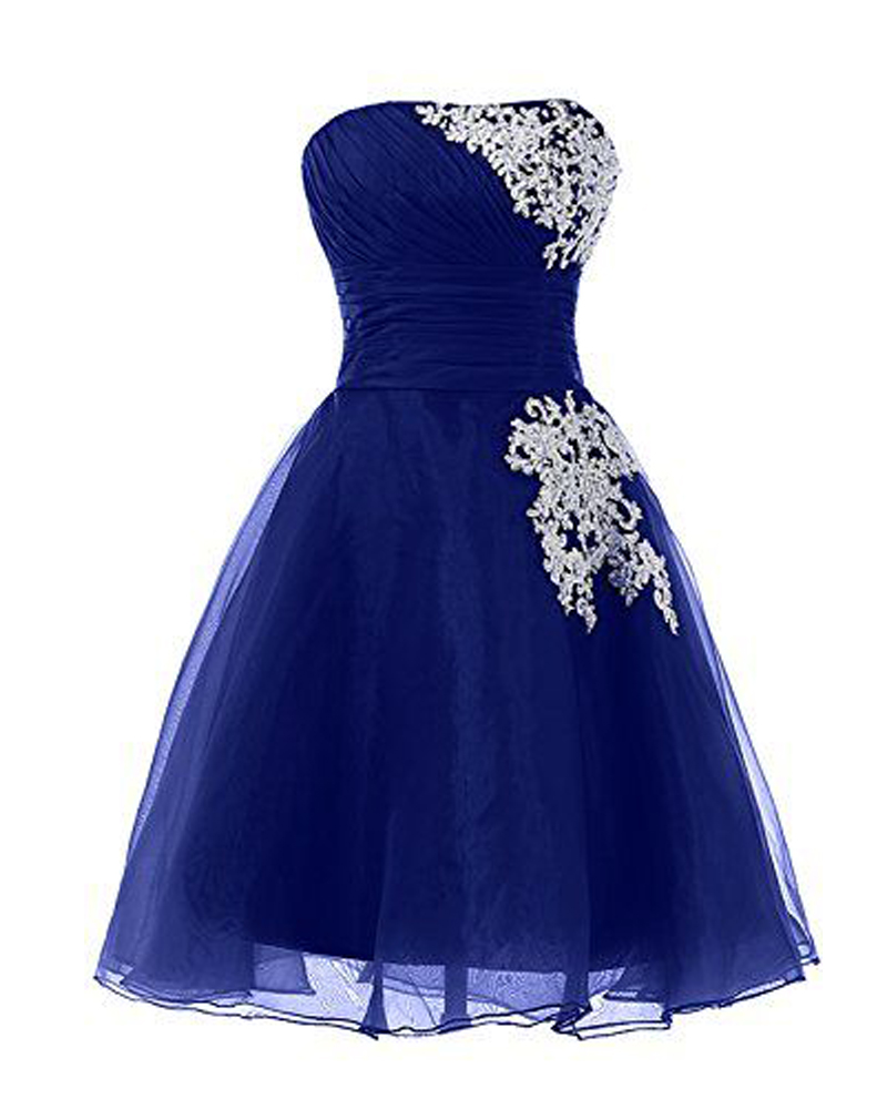 Royal Blue Knee Length Prom Dresses Sexy Sweetheart Organza Evening Dresses Elegant Prom Gowns