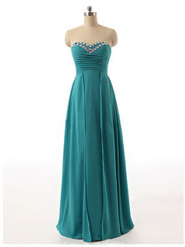 Elegant Long Sweetheart Teal Green Bridesmaid Dresses, Beautiful Floor ...