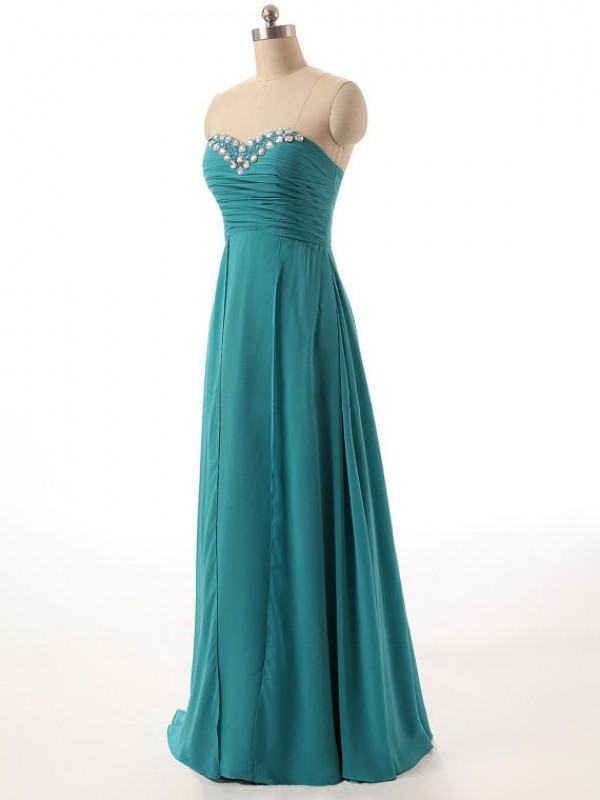 teal color evening gowns