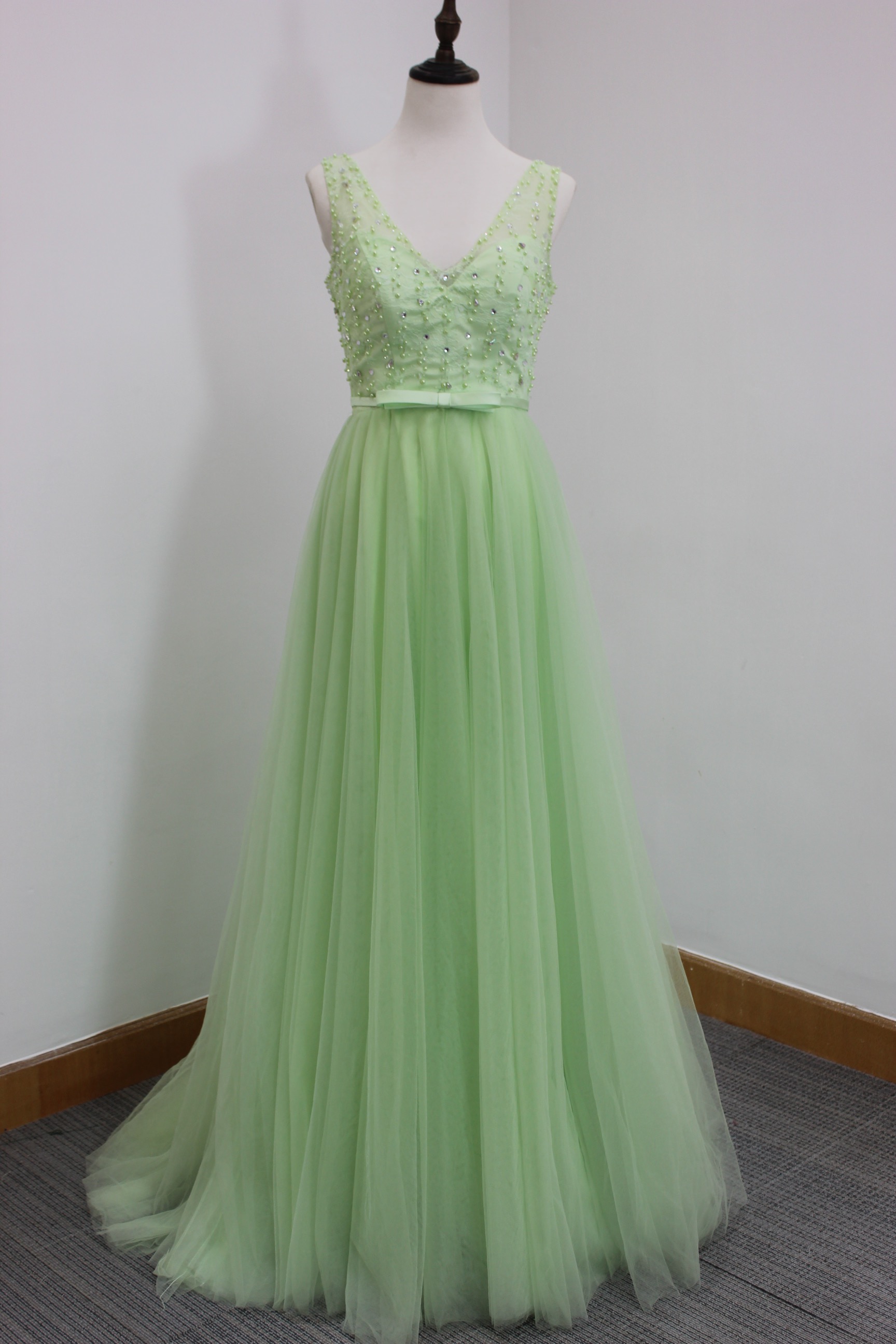 light green gown